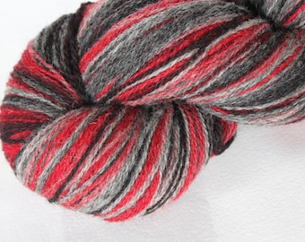 KAUNI Estonian Artistic Wool  Yarn Red Grey 8/2, Art Wool  Yarn for Knitting, Crochet
