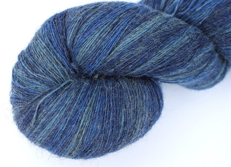 Crochet Gradient Yarn Laceweight Art Wool Yarn for Knitting KAUNI Estonian Artistic Wool Yarn Blue Denim 81