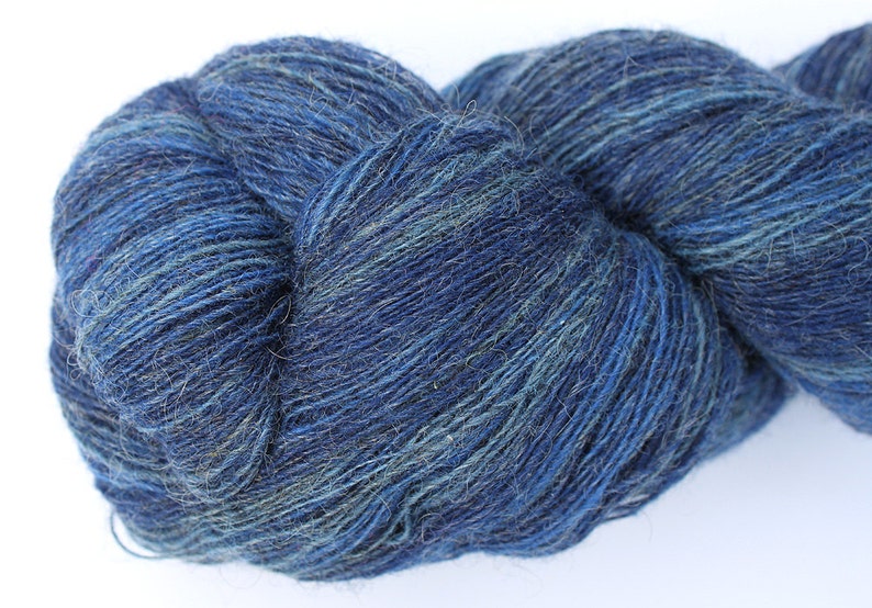 Crochet Gradient Yarn Laceweight Art Wool Yarn for Knitting KAUNI Estonian Artistic Wool Yarn Blue Denim 81