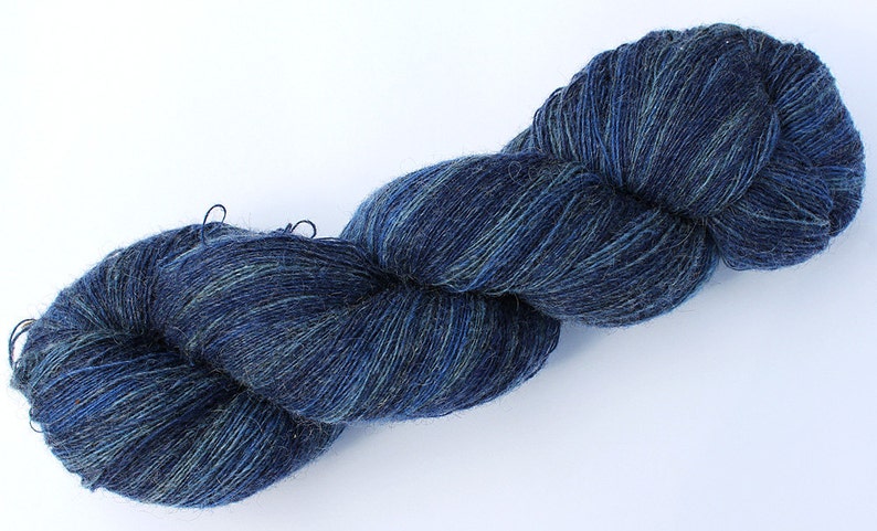 Crochet Gradient Yarn Laceweight Art Wool Yarn for Knitting KAUNI Estonian Artistic Wool Yarn Blue Denim 81