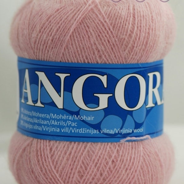 Fil Angora pour tricoter, 50% Mohair, 30% Acrylique, 20% Laine vierge, Fil châle, Fil à tricoter dentelle - rose