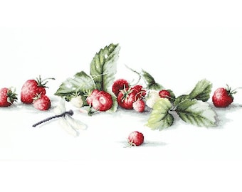 Etude with Strawberries  Counted Cross Stitch Kit, Luca-S Still Life with Strawberries
