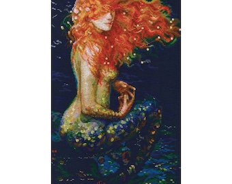 Counted Cross Stitch Kit  Red Mermaid  by RTO