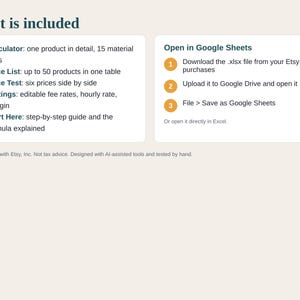Handmade Pricing Calculator Spreadsheet for Small Business, Etsy Price Calculator with Fees, Craft Pricing Formula, Google Sheets and Excel image 5
