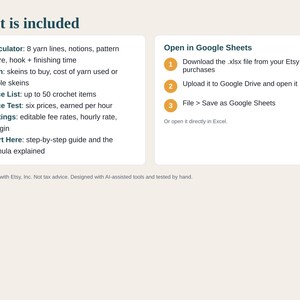 Crochet Pricing Calculator Spreadsheet, Yarn Cost and Price Calculator for Crochet Sellers, Etsy Fees Included, Google Sheets and Excel image 5
