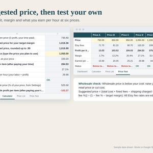 Quilt Pricing Calculator Spreadsheet, How to Price a Quilt, Longarm Cost per Square Inch, Fabric Cost and Etsy Fees, Google Sheets Excel image 3