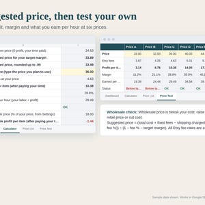Pottery Pricing Calculator Spreadsheet, Ceramics Cost Calculator, Kiln Firing Cost per Piece, Wholesale and Retail, Google Sheets Excel image 3