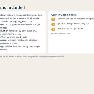Sewing Pricing Calculator Spreadsheet, Sewing Cost Calculator, Fabric, Notions and Pattern License Cost, Wholesale, Google Sheets Excel image 5
