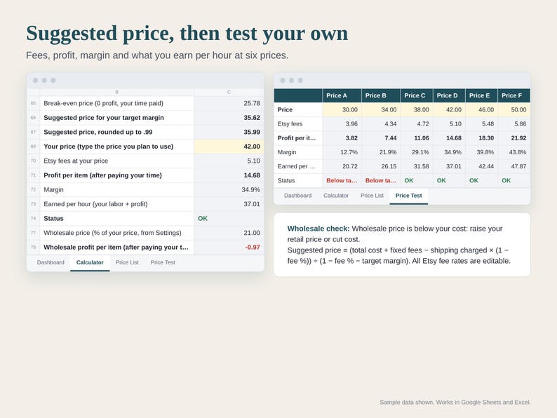 Resin Pricing Calculator Spreadsheet, Epoxy Resin Art Cost Calculator, Mold Cost per Pour, Wholesale and Retail Price, Google Sheets Excel image 3