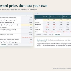 Soap Pricing Calculator Spreadsheet, Cost per Bar, Bath and Body Product Pricing, Batch Recipe Cost, Wholesale Retail, Google Sheets Excel image 3