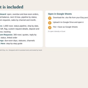 Handmade Order Tracker Spreadsheet, Custom Order and Commission Tracker, Small Business Order Log, Due Dates, Payments, Google Sheets Excel image 5