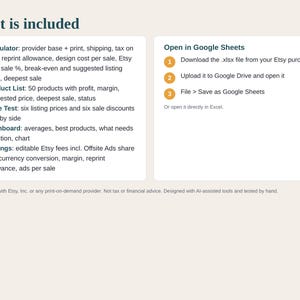 Print on Demand Profit Calculator Spreadsheet, POD Pricing for Etsy Sellers, Fees, Sale Discount Test, Break Even, Google Sheets Excel image 5