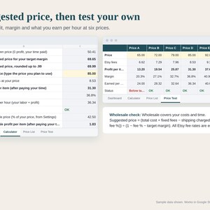Leather Pricing Calculator Spreadsheet, Leathercraft Cost per Square Foot, Wallet and Belt Pricing, Wholesale Check, Google Sheets Excel image 3