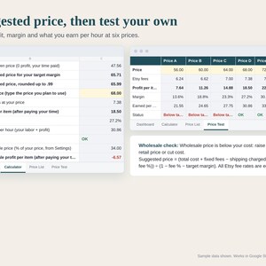 Sewing Pricing Calculator Spreadsheet, Sewing Cost Calculator, Fabric, Notions and Pattern License Cost, Wholesale, Google Sheets Excel image 3