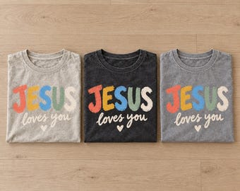 Jesus Loves You Crop Tee, Faded Christian Crop Top for Women, 1 John 4:19 Bible Verse Shirt, Christian Streetwear for Her
