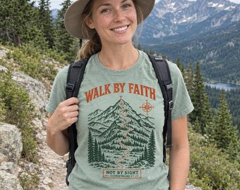 Walk by Faith Not by Sight Shirt, Trail Map Christian T-Shirt, 2 Corinthians 5:7 Bible Verse Tee, Comfort Colors Faith Shirt