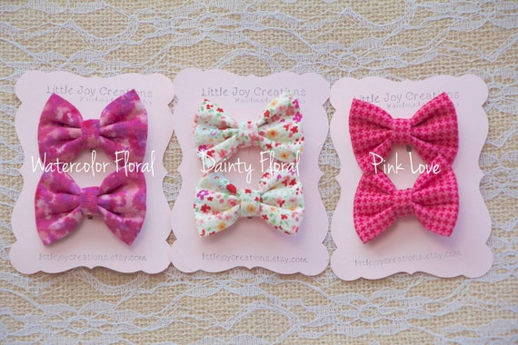 Super Cute Hair Bow Clips Choose From Three Fabrics Etsy