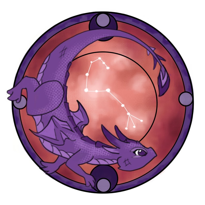 Cute Scorpio Dragon Vinyl Sticker Scorpio Zodiac Art Etsy