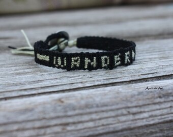 Wander Macrame Friendship Bracelet Hand Woven Stamped Metal Button Closure WanderLust RoadTrip Alphabet Bracelet