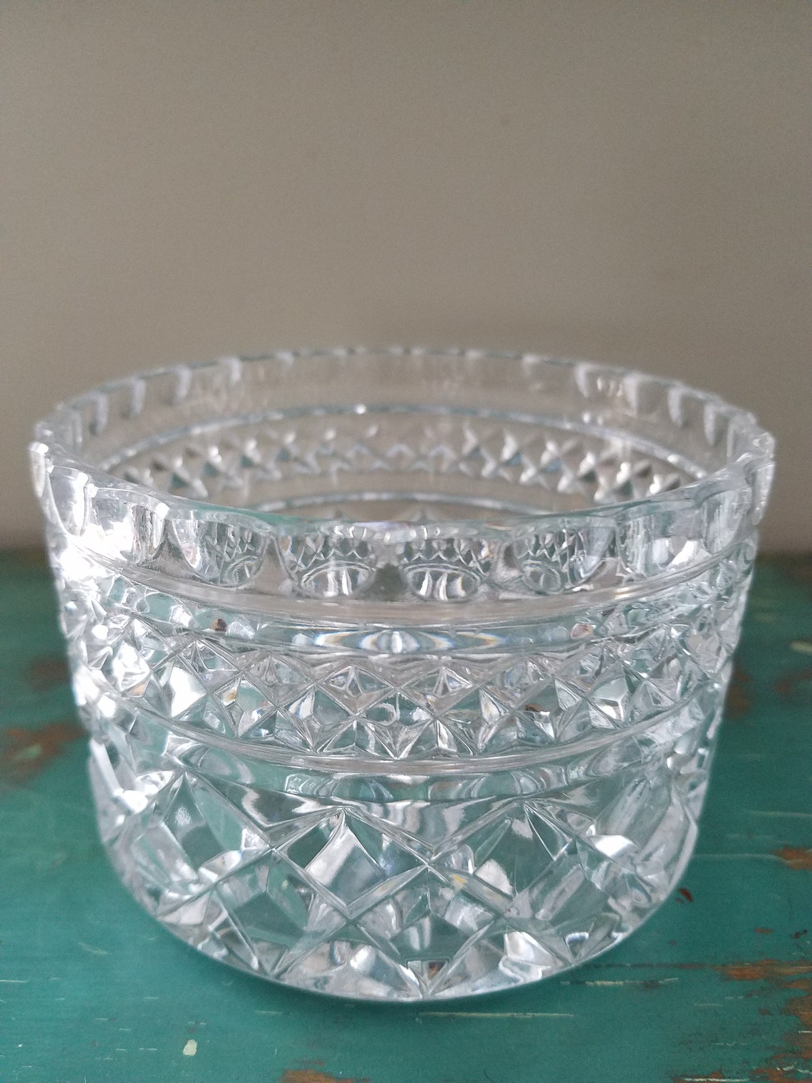 Vintage Crystal Ice Bucket/Mid Century Cut Glass/ Vintage Etsy