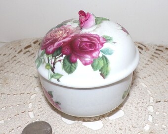 Fine Porcelain Collectible, I. Godinger & Co. Vintage Trinket Box, French Country Rose, 1990's