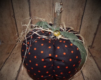 Pumpkin Black Polka Dots Handmade Fabric Pumpkins Thanksgiving Decor Country Decor Fall, Autumn,