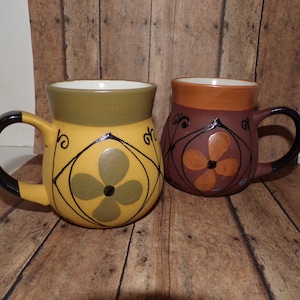 Mugs Retro Style Art Deco Coffee Mugs Stamped SEKKI Numbered Cup Sixties Retro Style Decor, Home and Living, Home Decor Mother&#39;s Day