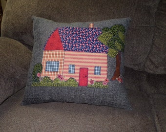 Decorative Pillow One of a Kind Pillow, Handmade 15"X15" Cushion, Log Cabin Country, USA Made by Me, 5.00 shipping,