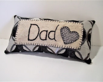 Decorative Shelf Pillow 12"X 6" Gift for Dad Unique Handmade Accent Farmhouse Gray, Black, Father's Day,