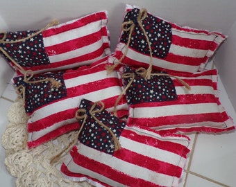 American Flag Pillows Patriotic Decor 4th of July Labor Day Veterans Day , Bowl Fillers Handmade, Farmhouse Decor