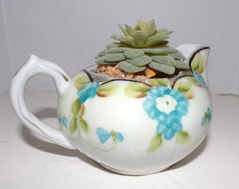 Vintage Collectible Creamer, Hand Painted With Forget Me Not Flowers, Succulent Vase, 1940's