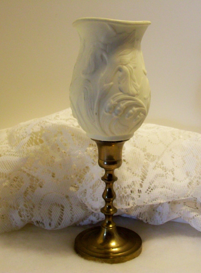 Brass Candle Holder VINTAGE IVORY BISQUE Home Decor White Etsy