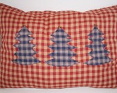 Christmas Pillow, Handmade Decorative Primitive,Cottage Chic, Country Christmas Trees