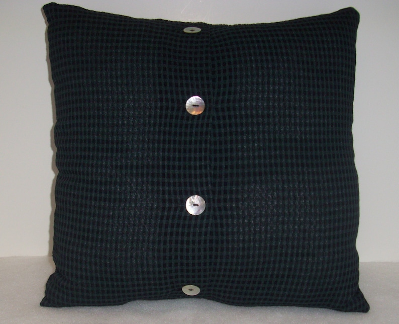 Throw Pillow Forrest Green Upcycled Decorative Pillow Cover Home Decor Toss Pillow Navy Blue