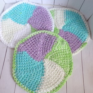 Crocheted Pot Holders Handmade Colorful Country Kitchen Decor Farmhouse Pastels  Mother&#39;s Day