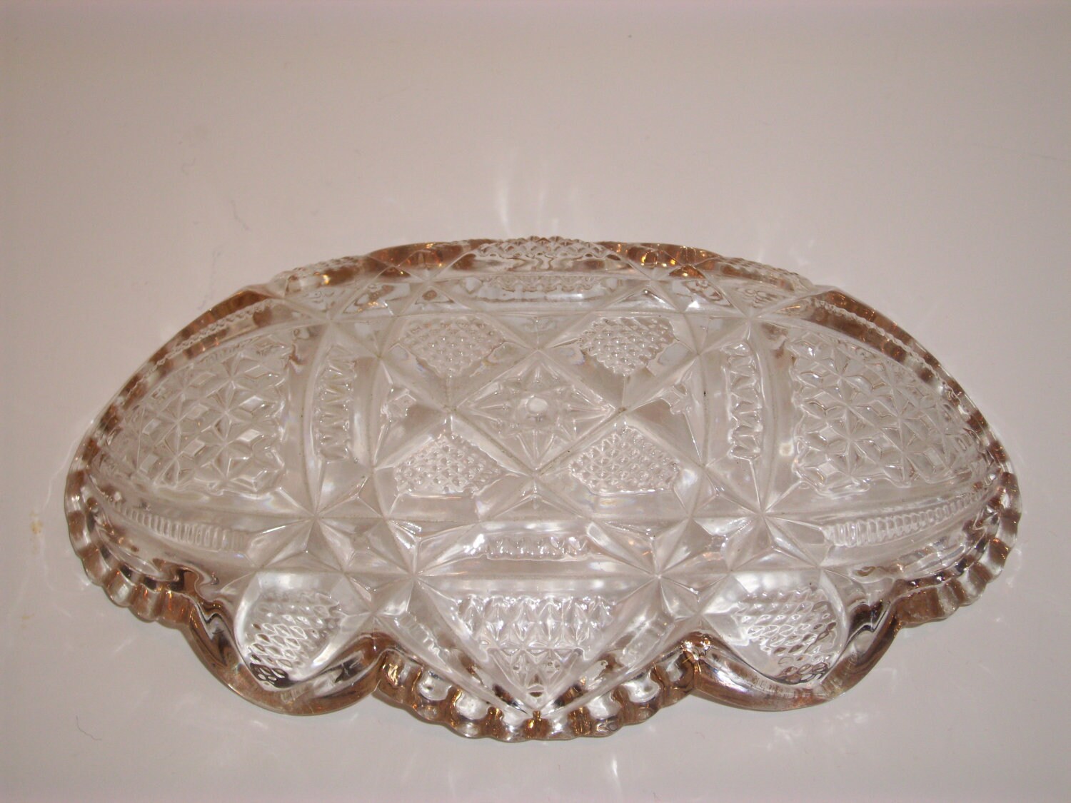GLASS Serving Dish Candy Dish Gold Trim Vintage Cut Glass Etsy