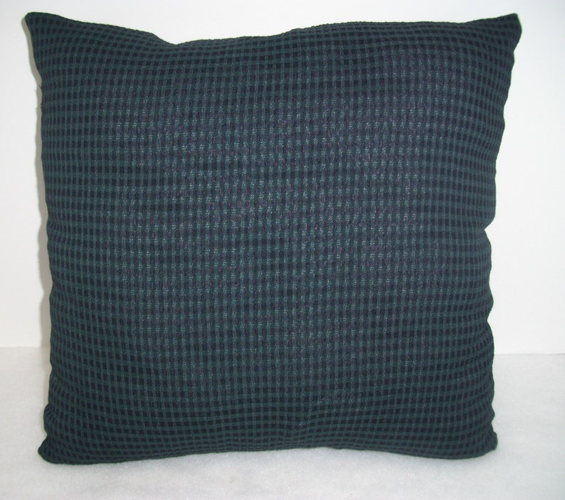 Throw Pillow Forrest Green Upcycled Decorative Pillow Cover Home Decor Toss Pillow Navy Blue