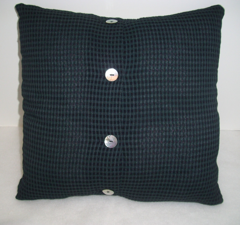 Throw Pillow Forrest Green Upcycled Decorative Pillow Cover Home Decor Toss Pillow Navy Blue