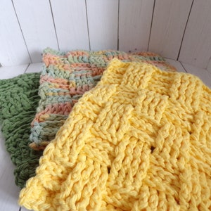 Crocheted Dishcloths Quality Handmade Kitchen Decor Country Kitchen Washcloths Farmhouse Light Pastels Sage, Yellow,  Mother&#39;s Day