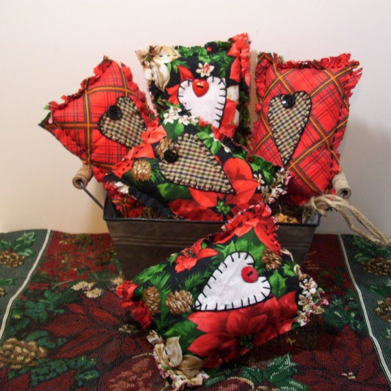 Poinsettias Christmas Ornaments Unique Bowl Fillers Fabric Etsy