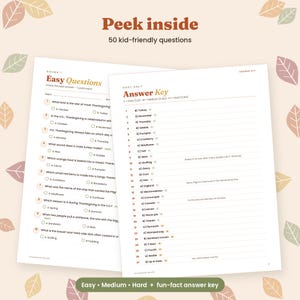 Thanksgiving Trivia Questions and Answers Printable, 50 Questions for Adults and Kids, Family Thanksgiving Dinner Game, Instant PDF image 2