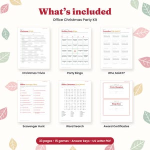 Juegos imprimibles para fiestas navideñas de oficina para grupos grandes, actividades para fiestas de Navidad de empresa, rompehielos entre compañeros, premios, PDF instantáneo imagen 3