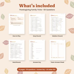 Thanksgiving Trivia Questions and Answers Printable, 50 Questions for Adults and Kids, Family Thanksgiving Dinner Game, Instant PDF image 3