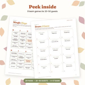 Friendsgiving Games for Large Groups, Printable Team Party Games for 20-50 Guests, Trivia, Bingo, Draw and Guess, Thanksgiving Party Pack image 2