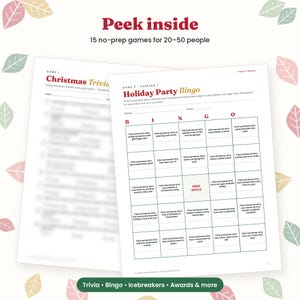 Juegos imprimibles para fiestas navideñas de oficina para grupos grandes, actividades para fiestas de Navidad de empresa, rompehielos entre compañeros, premios, PDF instantáneo imagen 2