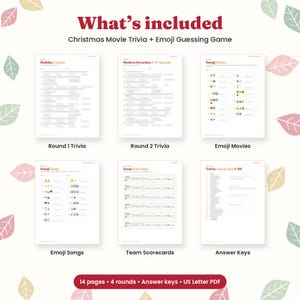 Christmas Movie Quiz with Answers, Holiday Movie Trivia Questions, Emoji Picture Round, Party Game for Adults and Kids, Printable PDF image 3