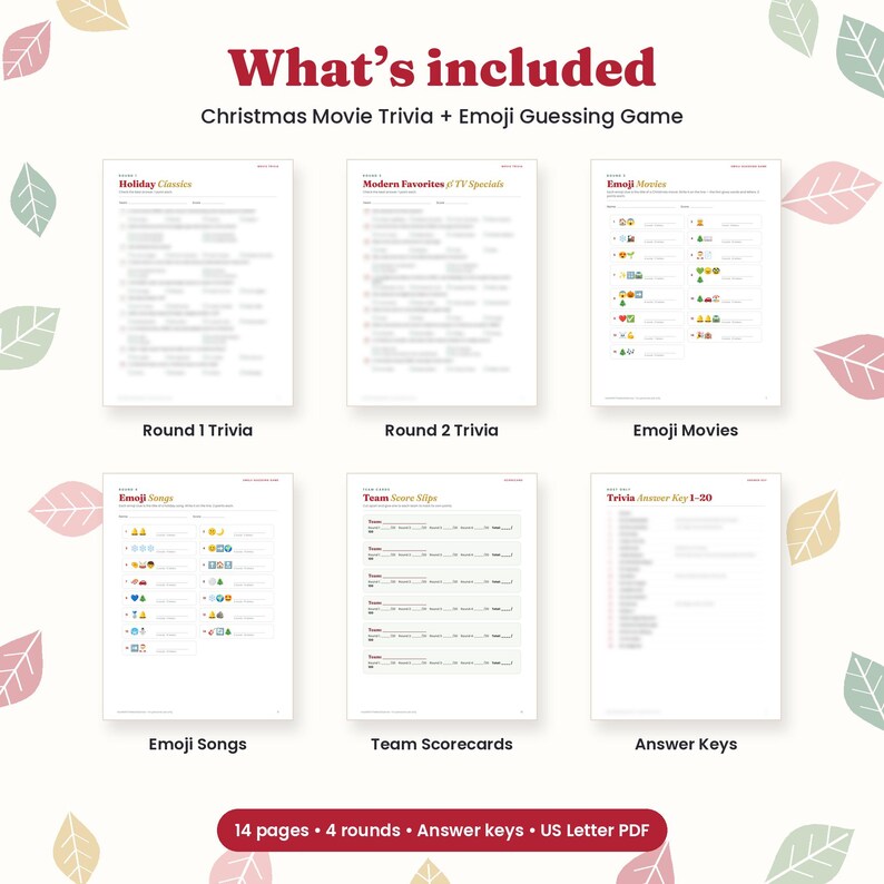 Christmas Movie Quiz with Answers, Holiday Movie Trivia Questions, Emoji Picture Round, Party Game for Adults and Kids, Printable PDF image 3