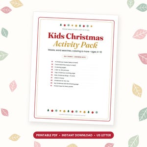 Christmas Activity Pages for Kids Printable, Kids Christmas Activity Sheets PDF, Coloring Pages, Mazes, Word Search, Bingo, Letter to Santa