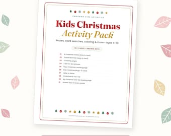 Christmas Activity Pages for Kids Printable, Kids Christmas Activity Sheets PDF, Coloring Pages, Mazes, Word Search, Bingo, Letter to Santa