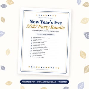 New Years Eve Games for Adults Printable, NYE Party Games 2027 Bundle, Trivia, Bingo, Resolution Cards, Photo Props, Family Friendly PDF